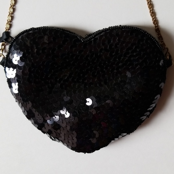H&M Black Sequin Heart Beaded Crossover Bag - Picture 2 of 8